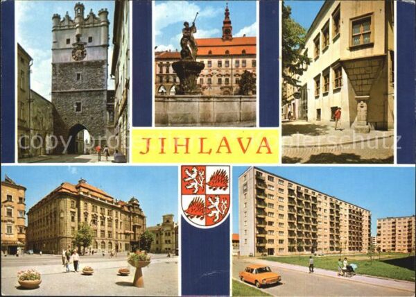 Jihlava Iglau Steintor Wohnblöcke Brunnen