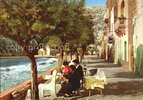 Gozo Malta Lace working women Xlendi Bay