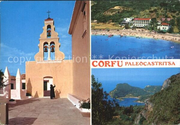 Korfu Corfu Fliegeraufnahme Strand Kirche