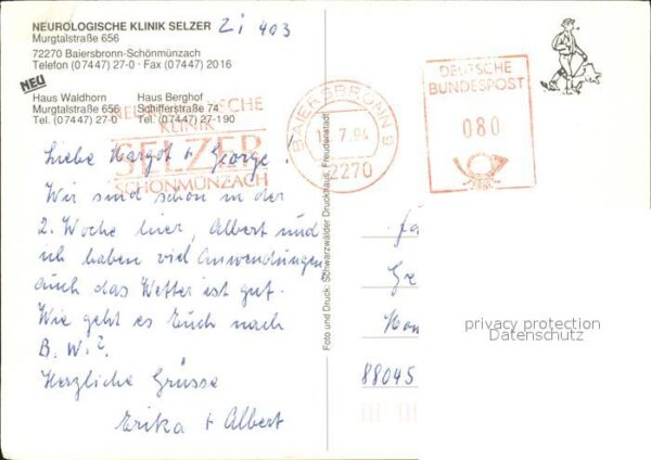 Schoenmuenzach Baiersbronn Meurologische Klinik Selzer – Bild 2