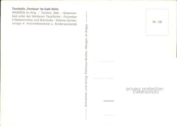 Wangen Allgaeu Tanzhalle Fontana im Cafe Hölle – Bild 2