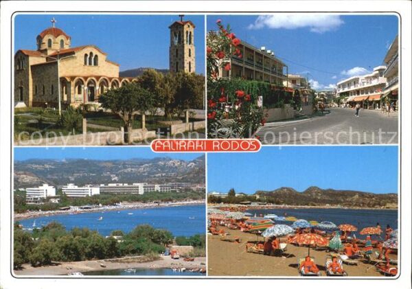 Faliraki Rhodos Strand Kirche Fliegeraufnahme