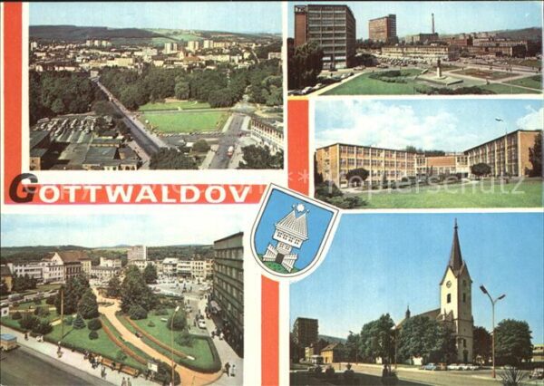 Gottwaldov Tschechien Fliegeraufnahme Kirche
