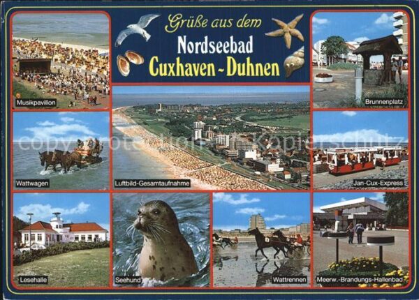Cuxhaven Duhnen Nordseebad Wattwagen Fliegeraufnahme Strand Seehun