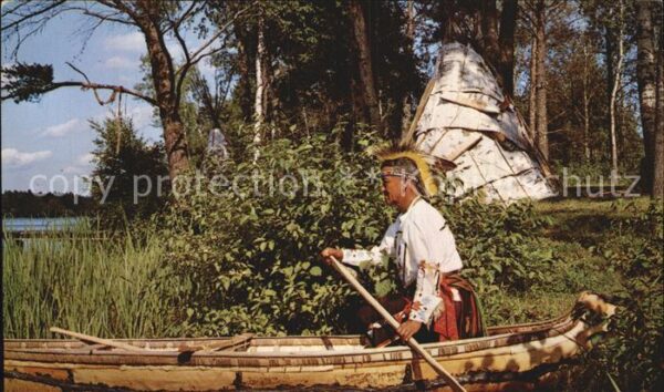 Indianer Native American Shoving Off Kanu
