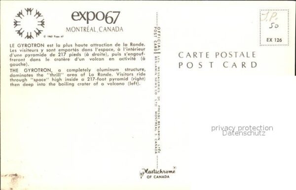 Expositions Expo 67 Montreal Canada Le Gyrotron – Bild 2