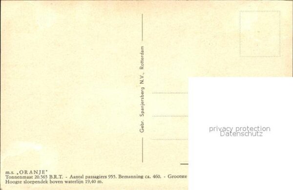 Dampfer Oceanliner M.S. Oranje – Bild 2