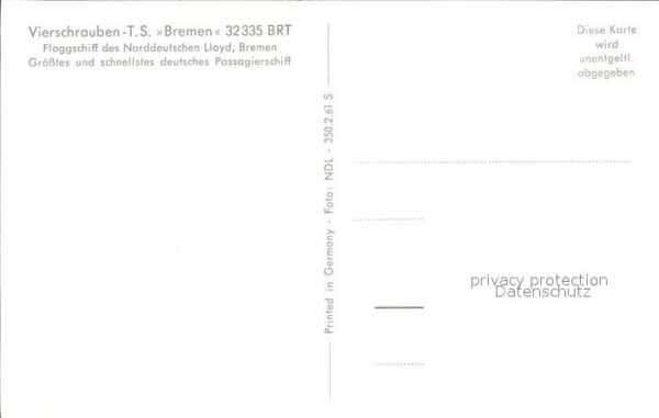 Dampfer Oceanliner T.S. Bremen – Bild 2