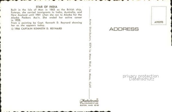 Segelschiffe Star of India Künstlerkarte Capt. Kenne – Bild 2
