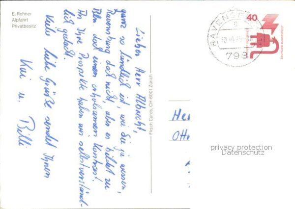 Kuenstlerkarte E. Rohner Alpfahrt – Bild 2