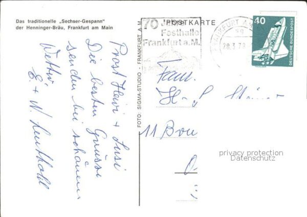 Brauerei Brewery Henninger-Bräu Sechser-Pferdegespann Fr – Bild 2