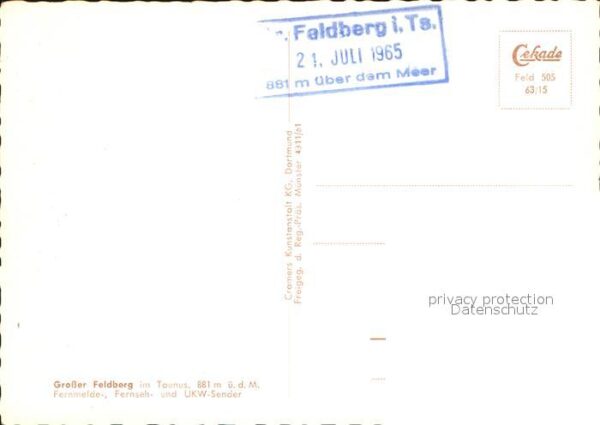 Feldberg Taunus Fernmelde Fernseh UKW Sender – Bild 2