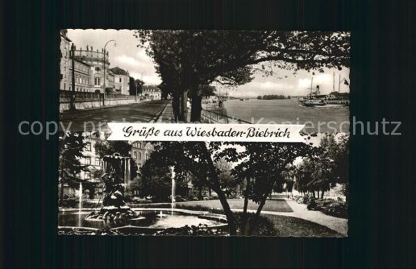Biebrich Wiesbaden Schloß und Rheinufer Friedensanlage