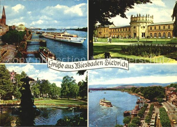 Biebrich Wiesbaden Rheinpartie mit Schloß