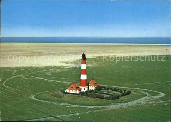 Westerhever Fliegeraufnahme mit Leuchtturm und Stra