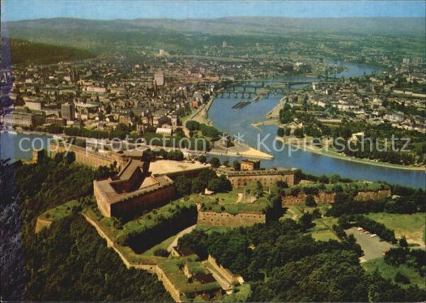 Koblenz Rhein Fliegeraufnahme Festung Ehrenbreitstein