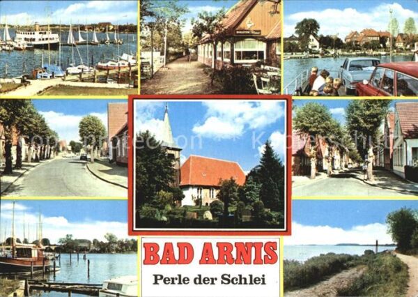 Bad Arnis Hafen Schlei Kirche Teilansicht Fähre