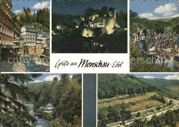 Monschau Rotes Haus Hallerruine Burg bei Nacht R