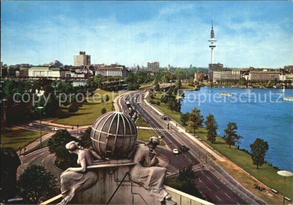 Hamburg Blick vom Hotel Atlantic Außenalster Bi