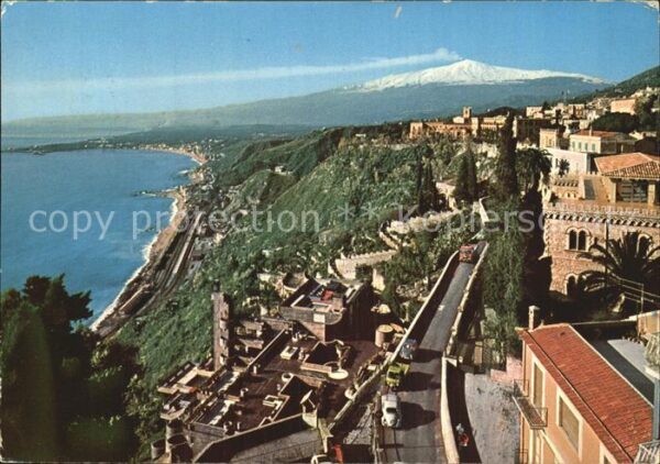 Taormina Sizilien Etna Strand Ansicht
