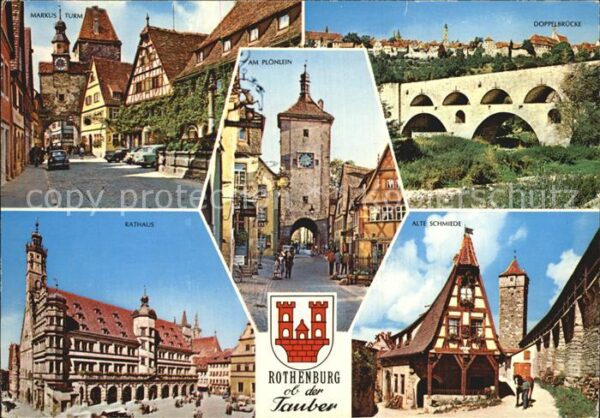 Rothenburg Tauber Markusturm Doppelbrücke Rathaus Am Plön