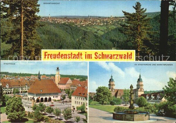 Freudenstadt Stadthaus Stadtkirche Brunnen