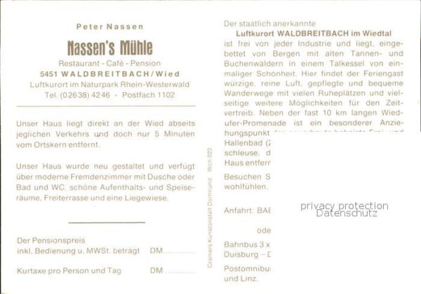Waldbreitbach Wied Nassens Mühle Restaurant – Bild 2