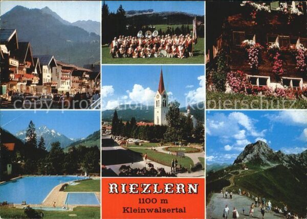 Riezlern Kleinwalsertal Vorarlberg Musikgruppe Freibad Ortspartie Kirche