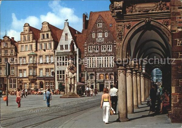 Bremen Marktplatz mit Roland Rathaus-Arkaden