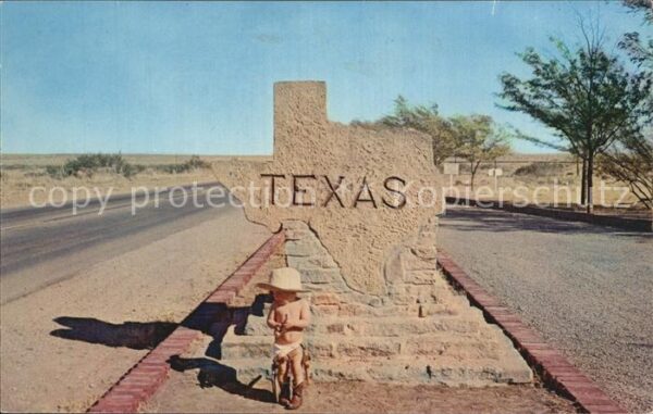 Texas US-State Stone Marker und Kleinkind