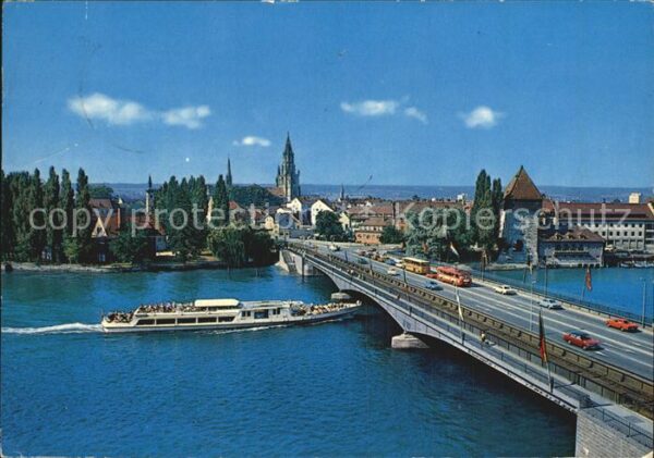 Konstanz Bodensee Rheinausfluss mit Brücke