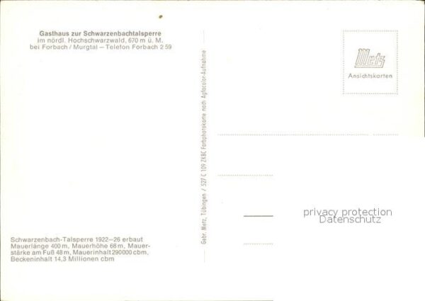 Forbach Baden Gasthaus zur Schwarzenbachtalsperre – Bild 2