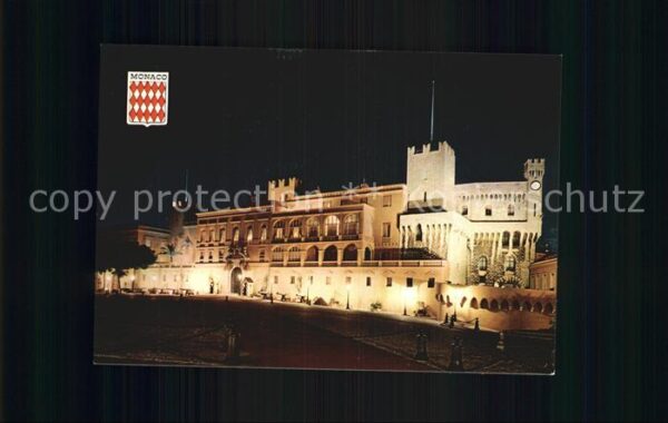 Monaco Der Fürstenpalast bei Nacht
