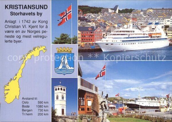 Kristiansund Ortsblick Kreuzfahrschiff Turm Hafenpar