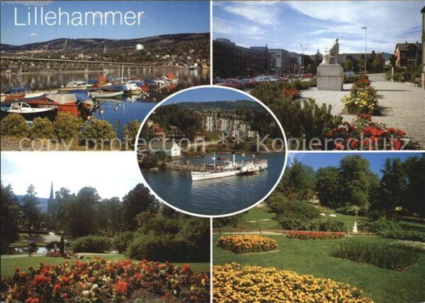Lillehammer Hafen Teilansichten Park Dampferanleges