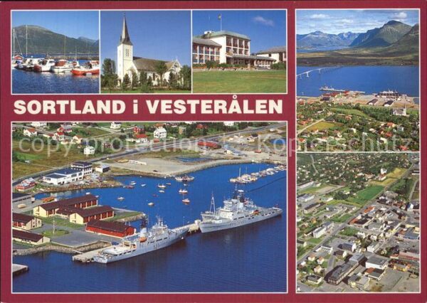 Sortland Fliegeraufnahmen Hafen Kirche