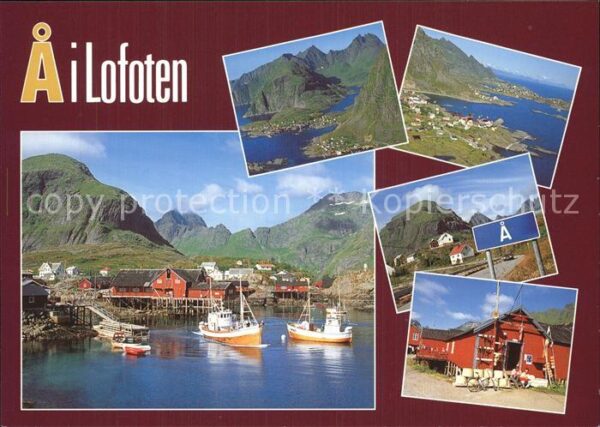 A Lofoten Hafenpartie Fliegeraufnahmen Ortsschild