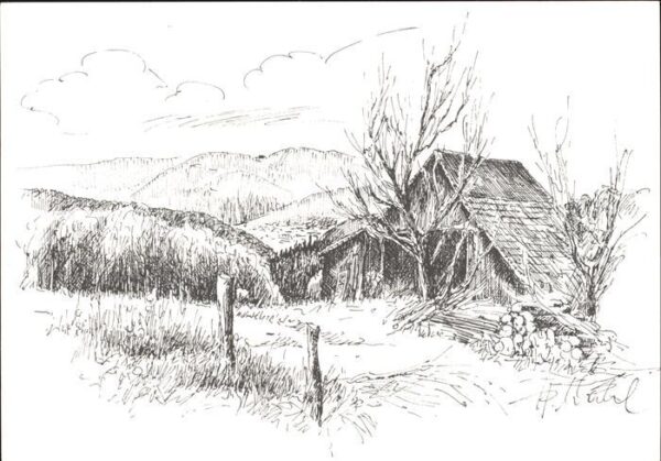 Kohlenbach Blick ins Kohlenbachtal Zeichnung