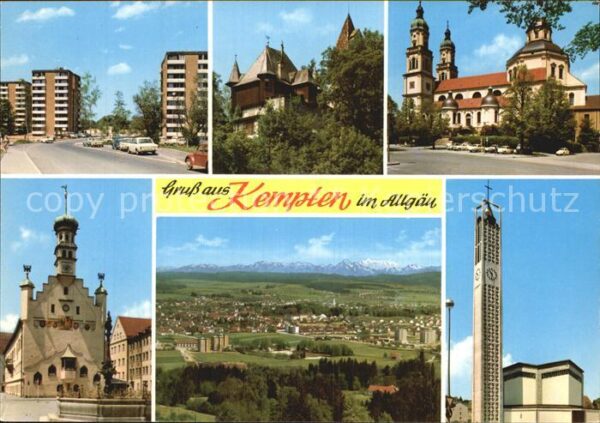 Kempten Allgaeu Teilansicht Kirchen Rathaus Panorama
