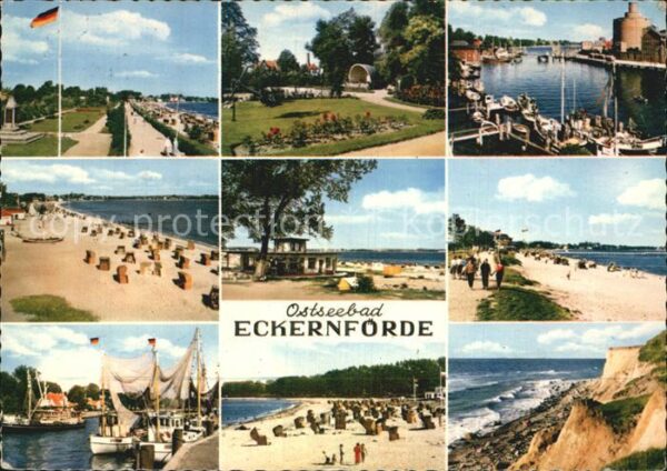 Eckernfoerde Strand Kurpark Hafen Fischkutter Steilk