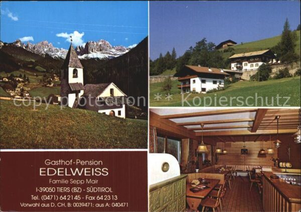 Tiers Tires Kirche Gasthof Pension Edelweiss Gastst