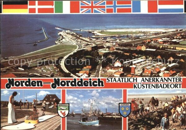 Norden Norddeich Ostfriesland Fliegeraufnahme Minigolf Fischkutter Wa