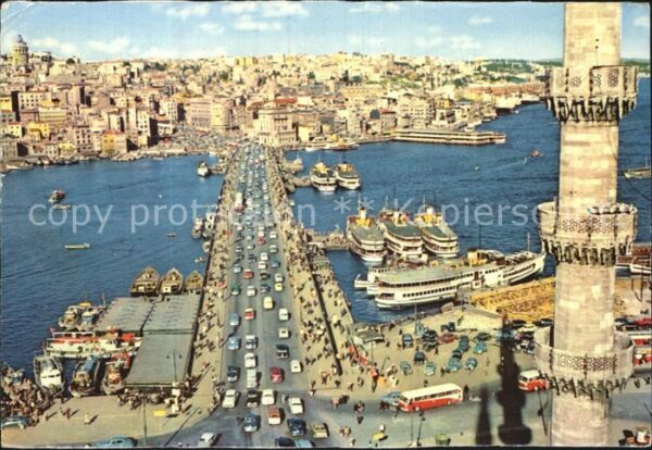 Istanbul Constantinopel Galata Brücke Minarett