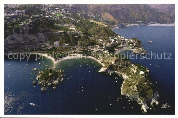 Taormina Sizilien Isola Bella veduta aerea
