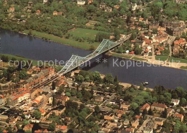 Dresden Elbe Brücke Blaues Wunder Fliegeraufnah