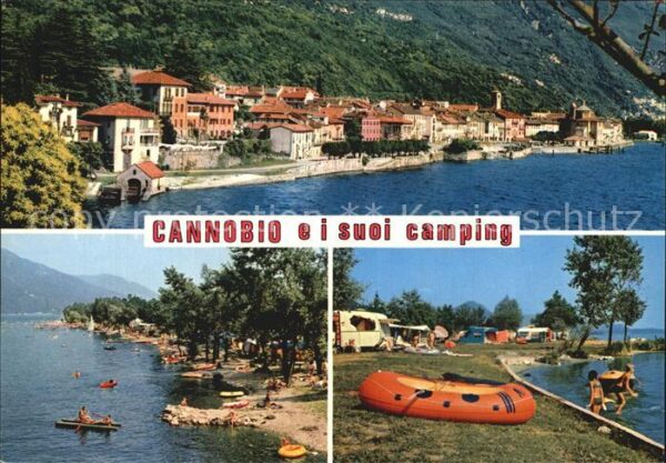 Cannobio Lago Maggiore Häuserpartie am Wasser Strand Campingpl
