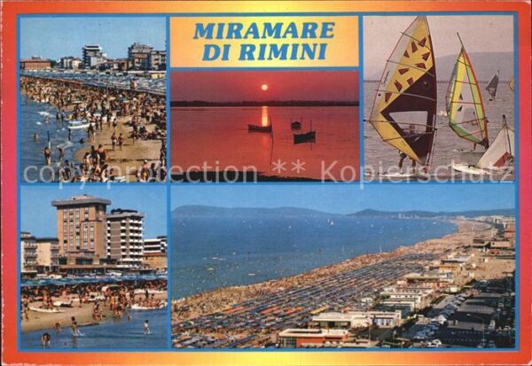 Miramare di Rimini  Strand Hotels Windsurfen Sonnenuntergan