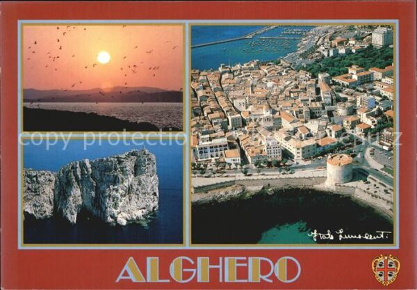 Alghero in der Abendsonne Felsküste Fliegeraufn