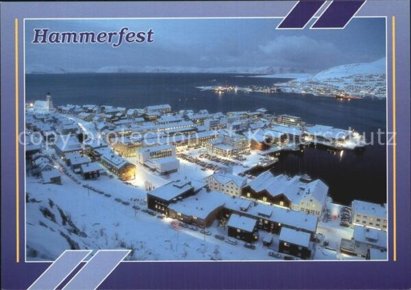 Hammerfest Blick über den Hafen Nachtaufnahme