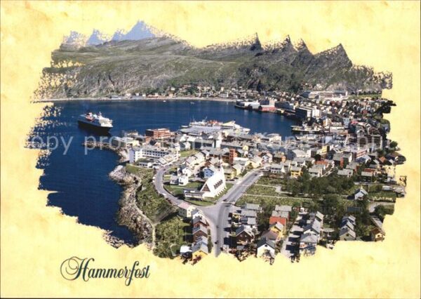 Hammerfest Panorama Hafen Gebirge Fliegeraufnahme